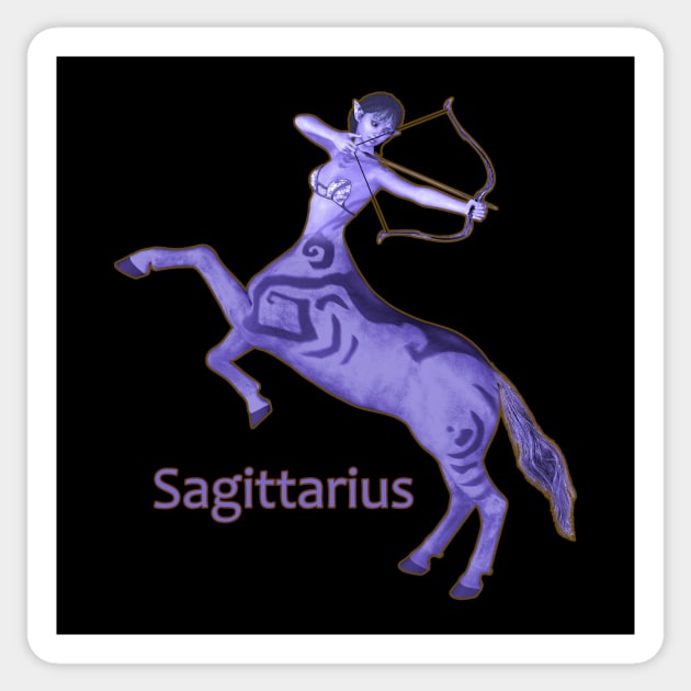 Sagittarius woman girl centaur with bow and arrow Sticker by Fantasyart123